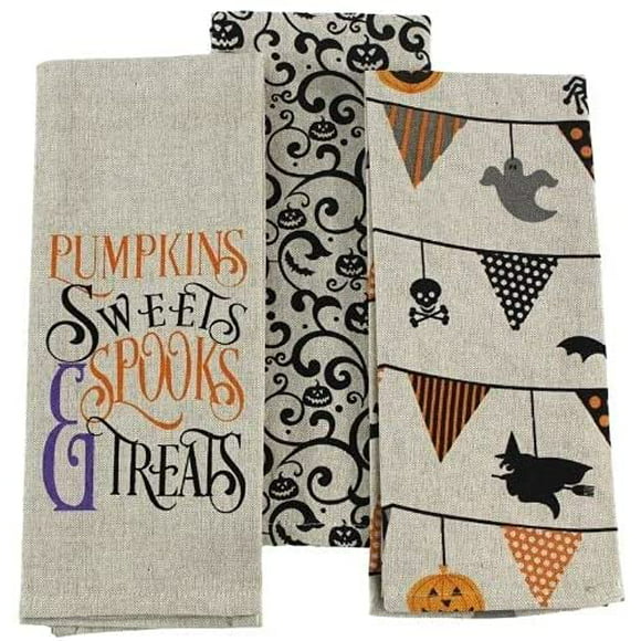 Country Kitchen Set Black and White Check Dish Towel with Country Truck Hauling Harvest Pumpkins Patch Farmhouse Fall Decor Kitchen Towels and Pot Holder Set This Way to The Seasonal Fun! 